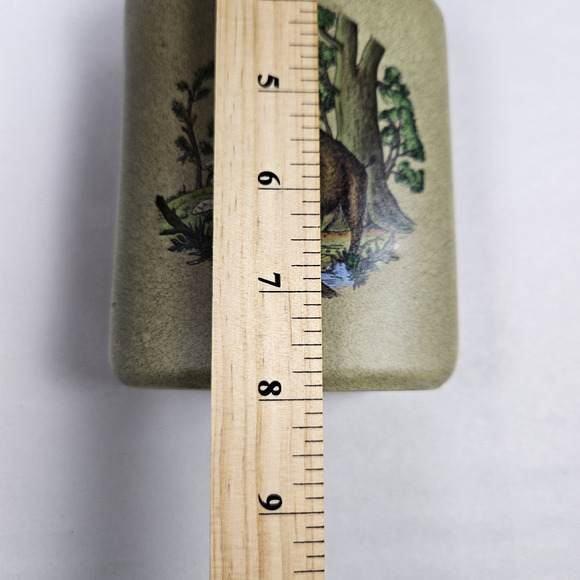 Vintage German Hip Flask Wild Boar Hinged Captive Top Liquor Stoneware Hunting - Picture 11 of 13